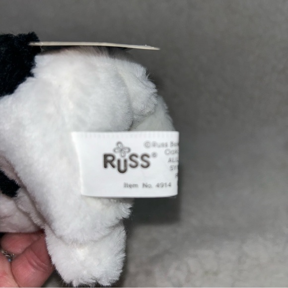 Russ Berrie Puppy Love small 5" puppy dog plush black & white with tag #4914 - Picture 7 of 9